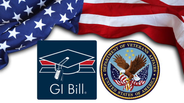GI Bill and Department of Veterans Affairs logos with American flag